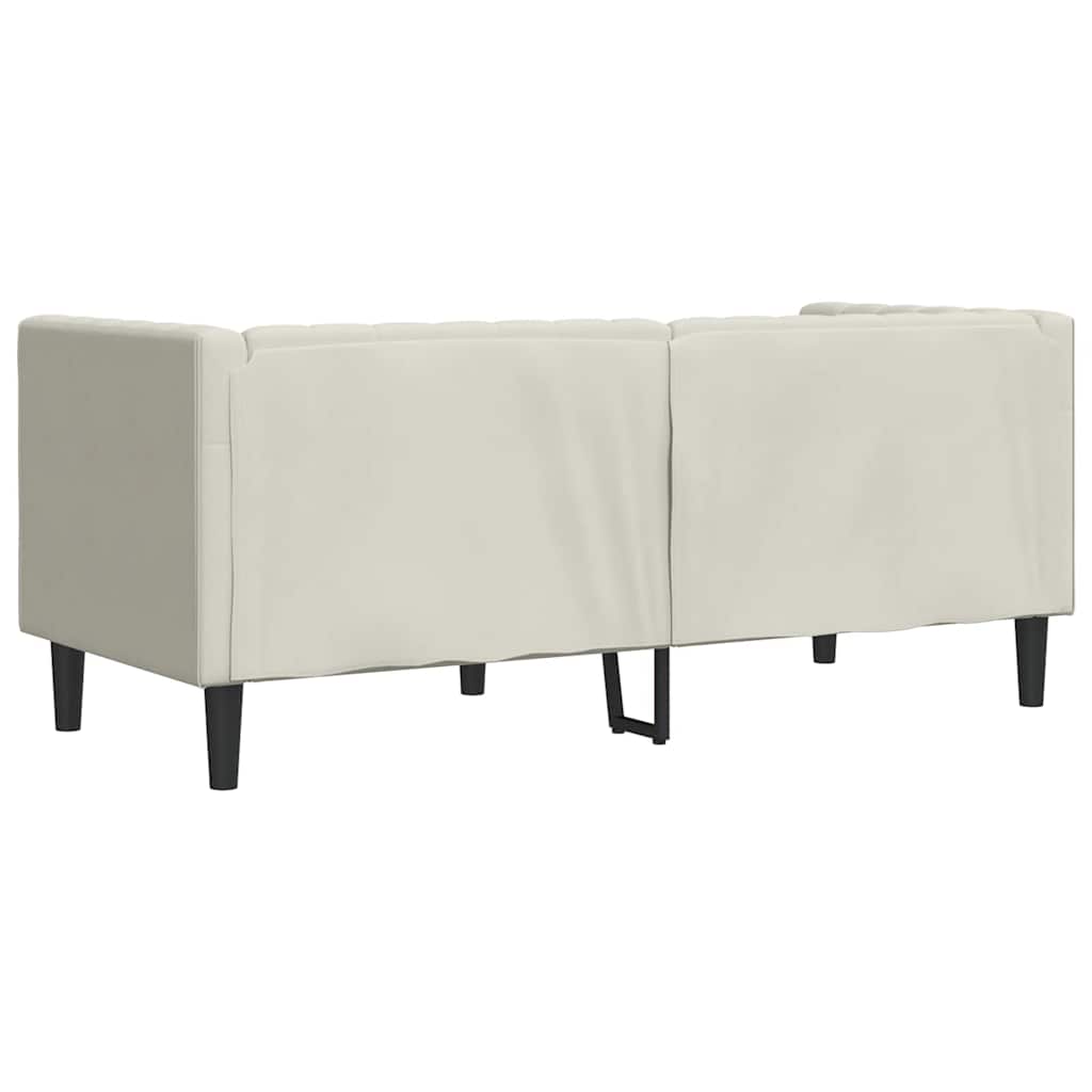 Canapé Chesterfield avec traversins 2 places crème velours - XIOS