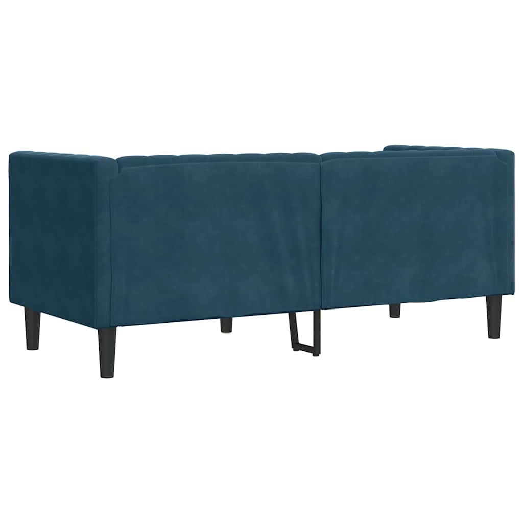 Canapé Chesterfield avec traversins 2 places bleu velours - XIOS