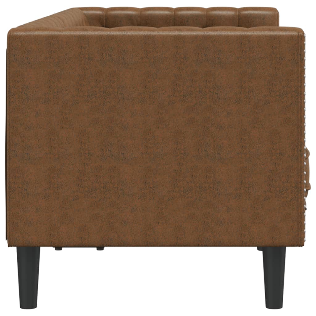 Canapé Chesterfield avec traversins 2 places similicuir daim - XIOS