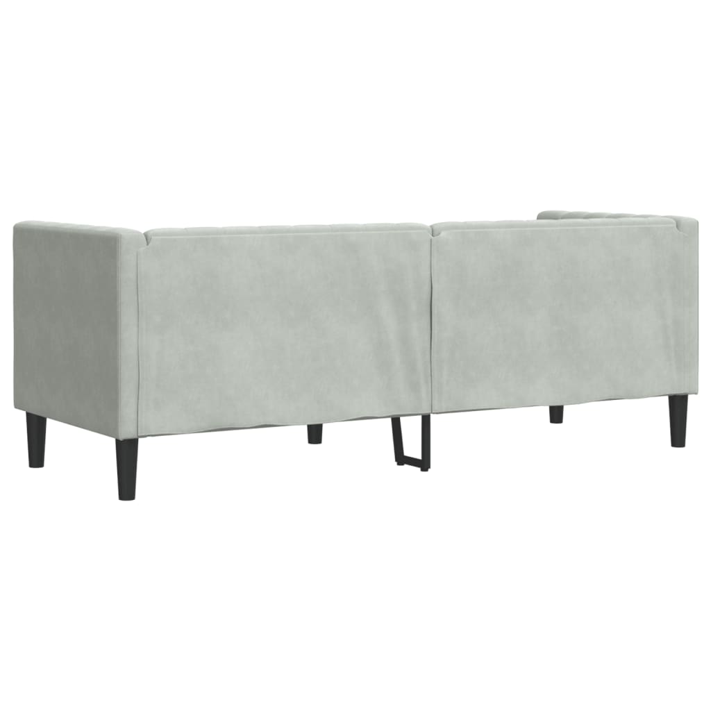 Canapé Chesterfield avec traversins 3 places gris clair velours - XIOS