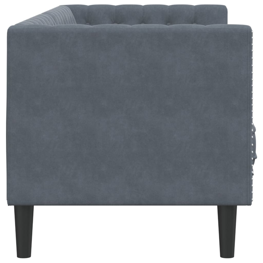 Canapé Chesterfield avec traversins 3 places gris foncé velours - XIOS