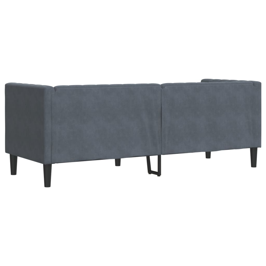Canapé Chesterfield avec traversins 3 places gris foncé velours - XIOS
