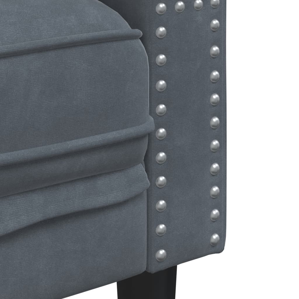 Canapé Chesterfield avec traversins 3 places gris foncé velours - XIOS