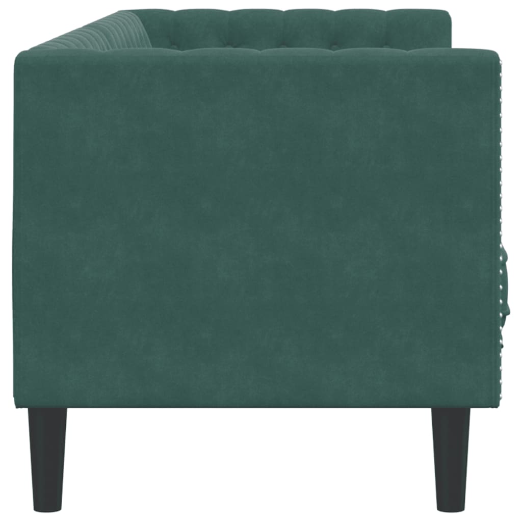 Canapé Chesterfield avec traversins 3 places vert foncé velours - XIOS