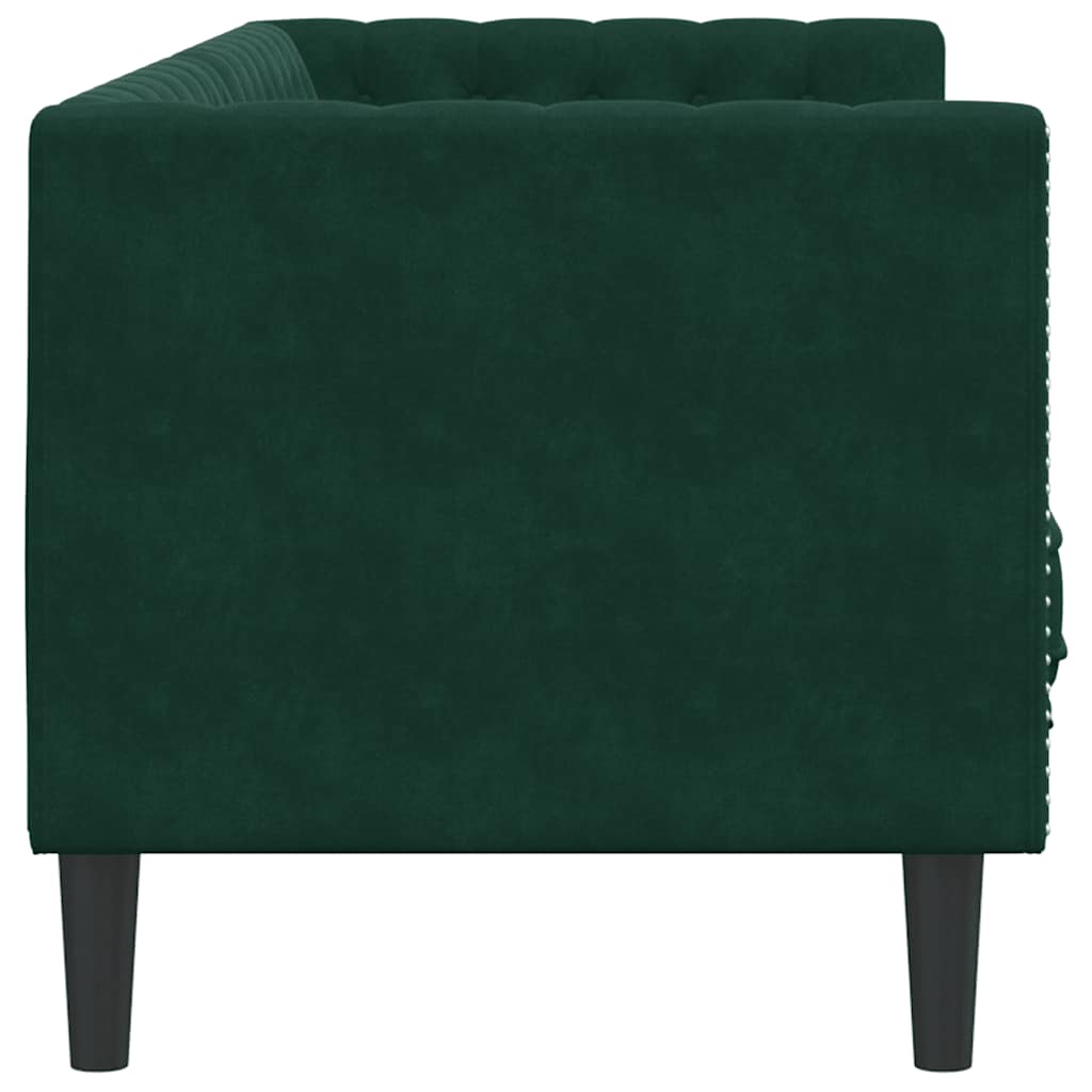 Canapé Chesterfield avec traversins 3 places vert foncé velours - XIOS