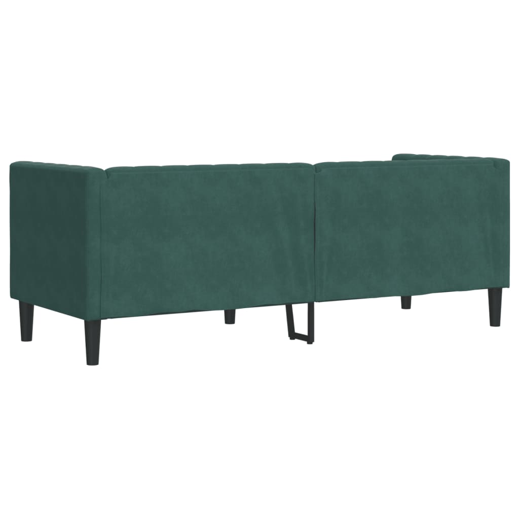 Canapé Chesterfield avec traversins 3 places vert foncé velours - XIOS