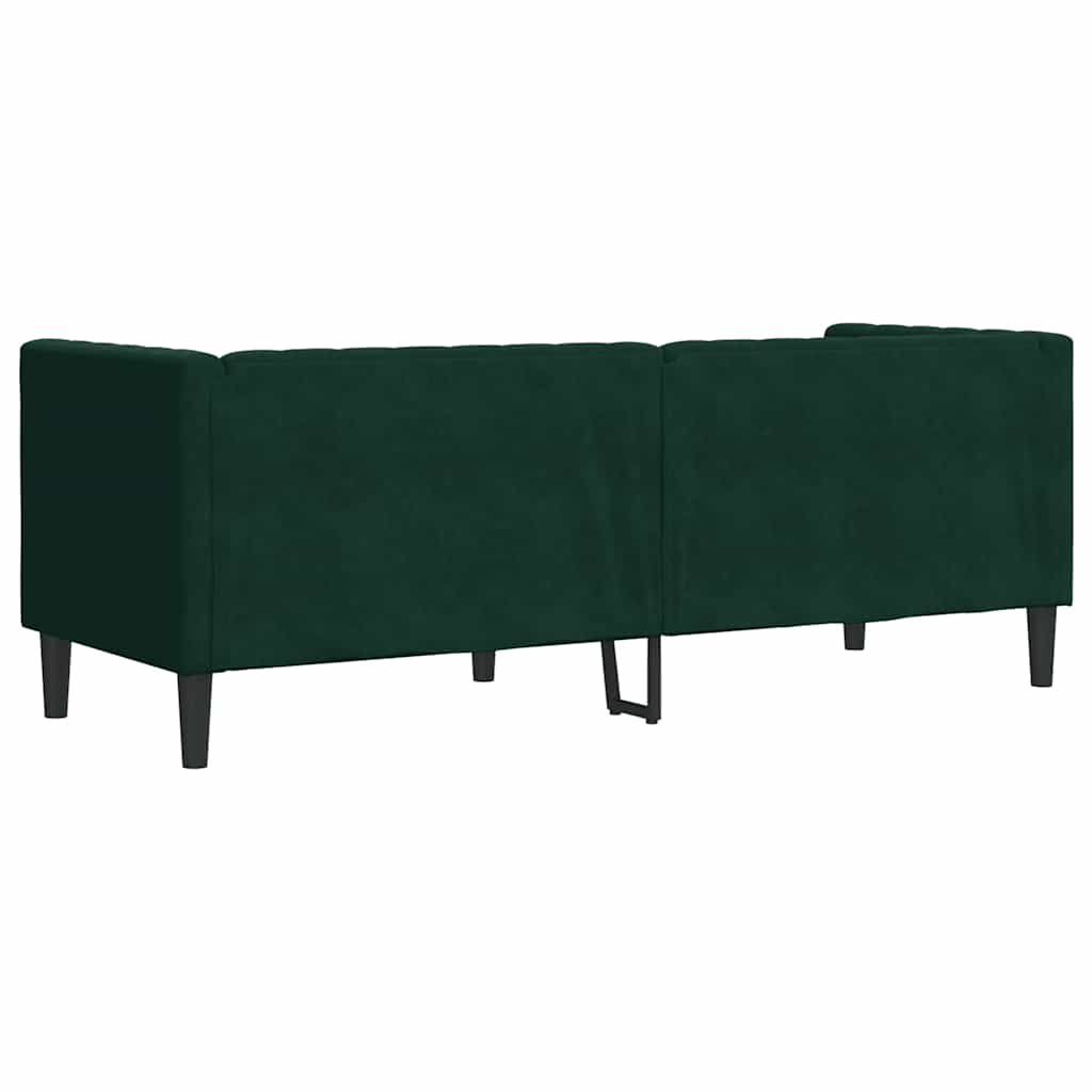 Canapé Chesterfield avec traversins 3 places vert foncé velours - XIOS