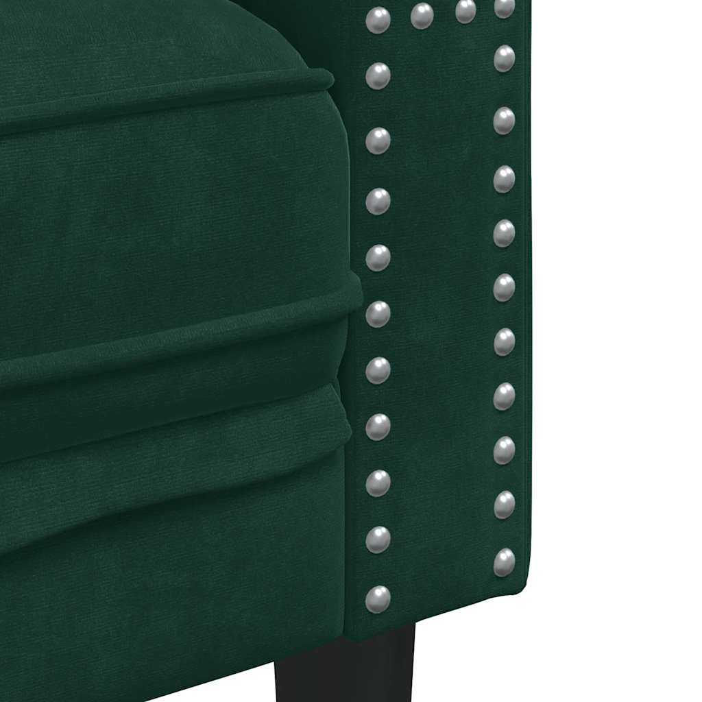 Canapé Chesterfield avec traversins 3 places vert foncé velours - XIOS