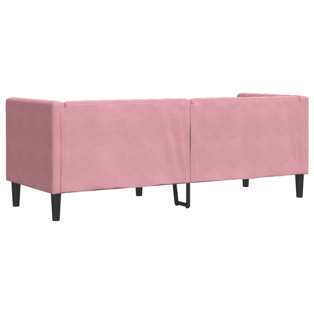 Canapé Chesterfield avec traversins 3 places rose velours - XIOS