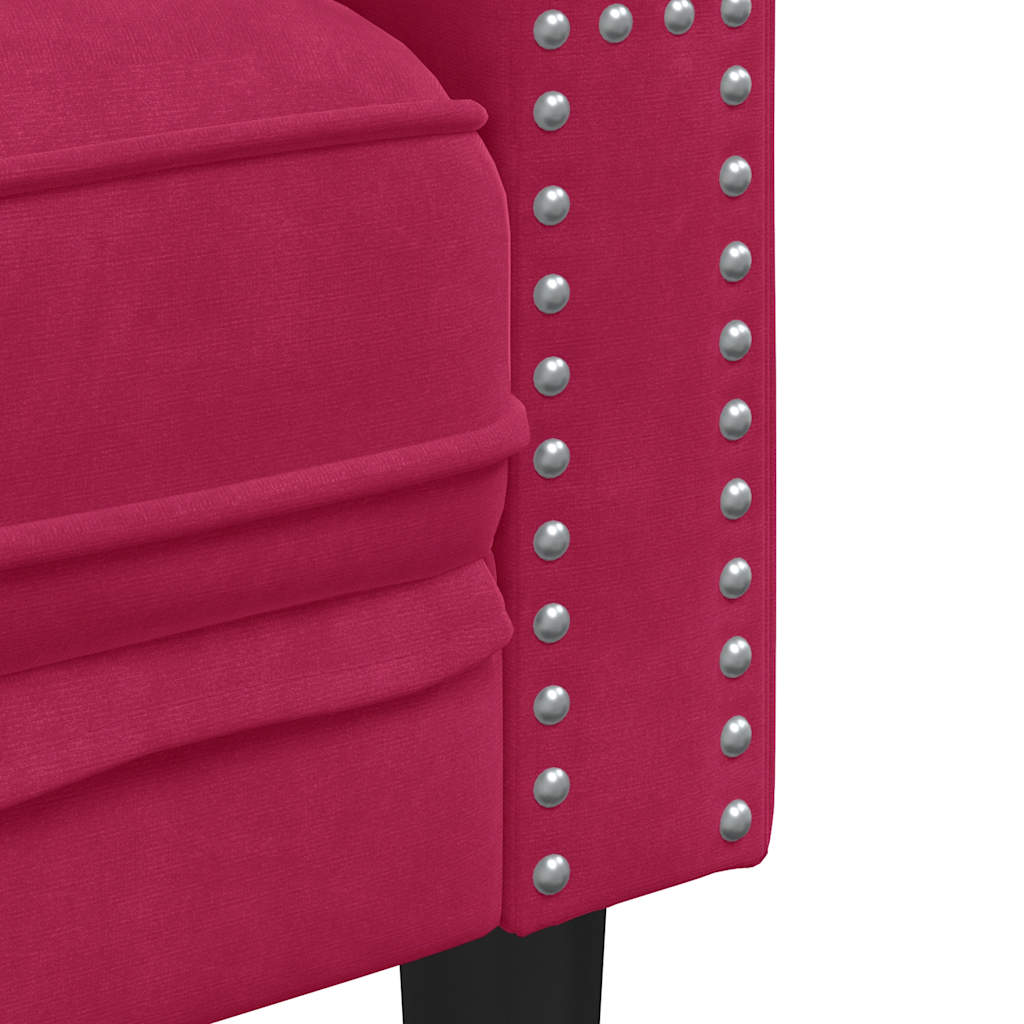 Canapé Chesterfield avec traversins 3 places velours - XIOS