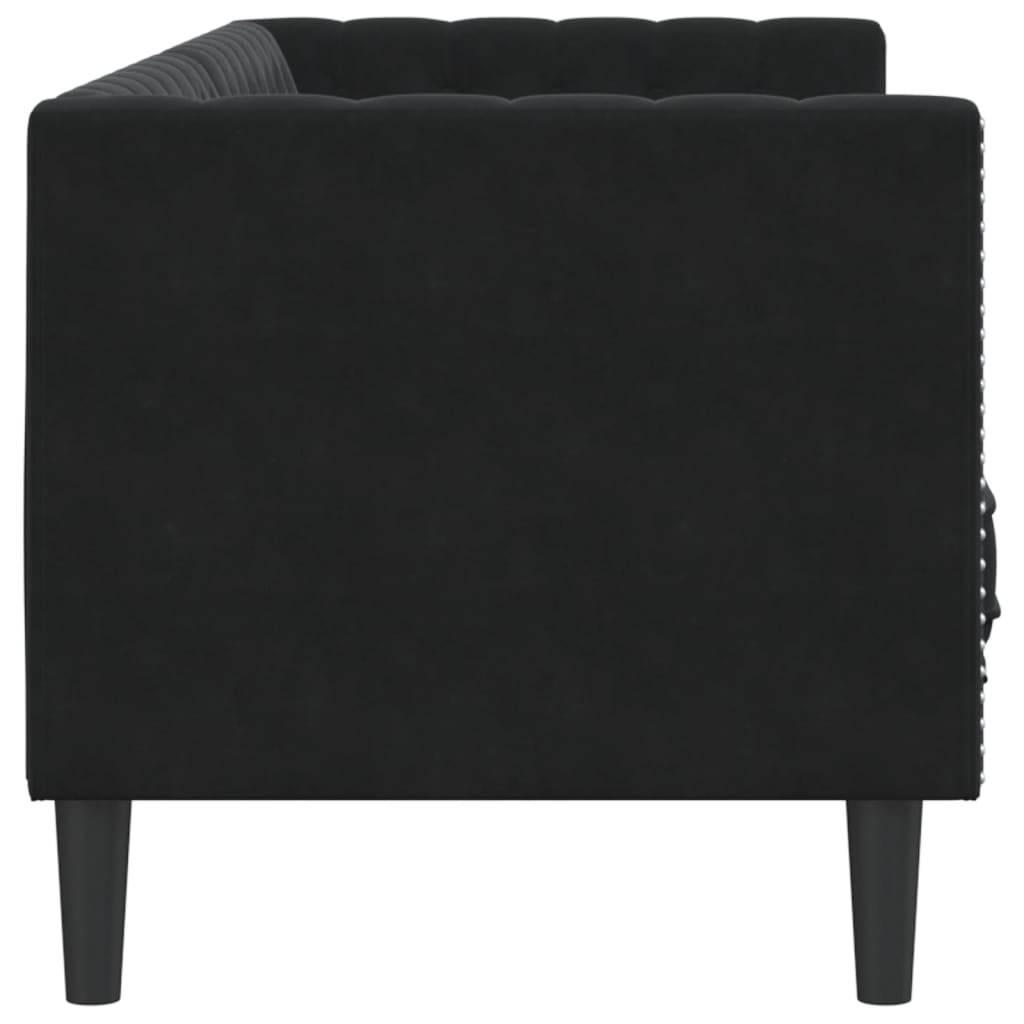 Canapé Chesterfield avec traversins 3 places noir velours - XIOS