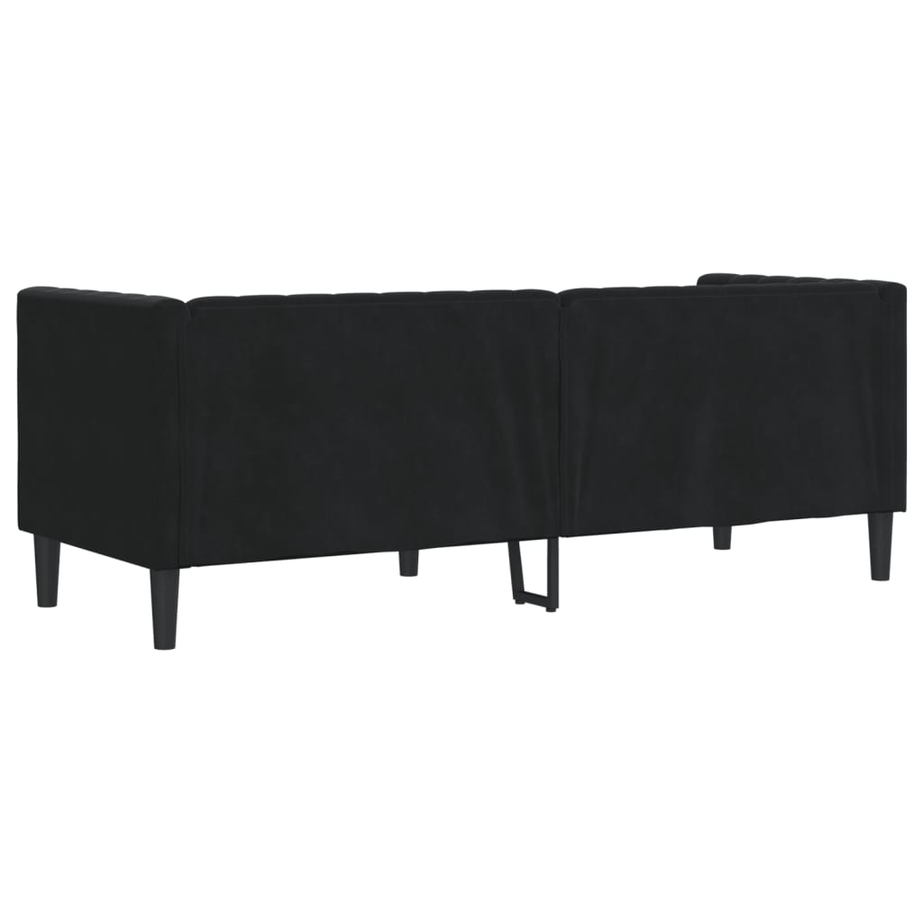 Canapé Chesterfield avec traversins 3 places noir velours - XIOS