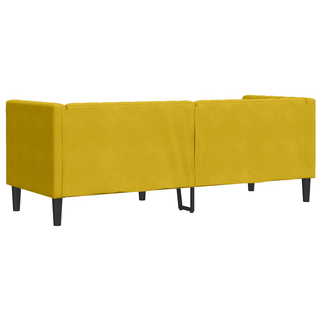 Canapé Chesterfield avec traversins 3 places jaune velours
