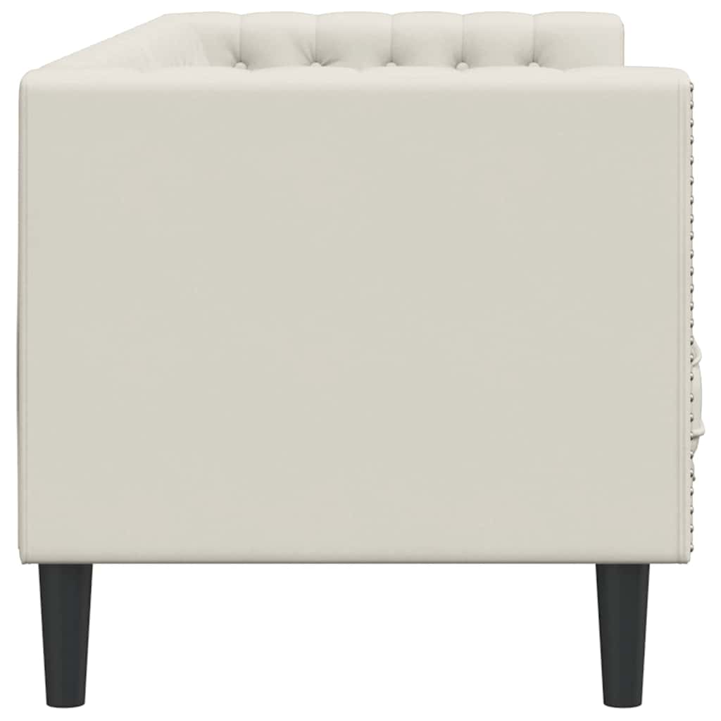 Canapé Chesterfield avec traversins 3 places crème velours - XIOS