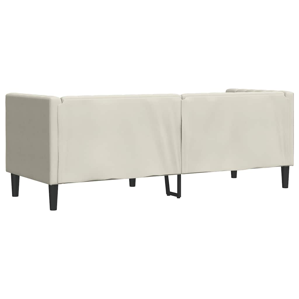 Canapé Chesterfield avec traversins 3 places crème velours - XIOS