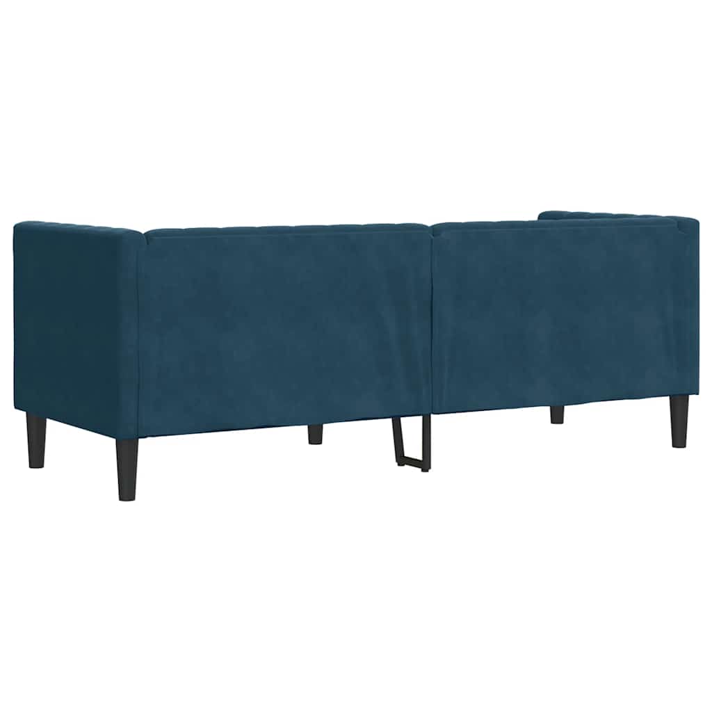 Canapé Chesterfield avec traversins 3 places bleu velours - XIOS