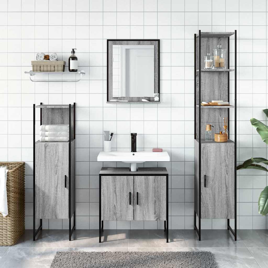 Ensemble d'armoires de salle de bain 4 pcs sonoma gris