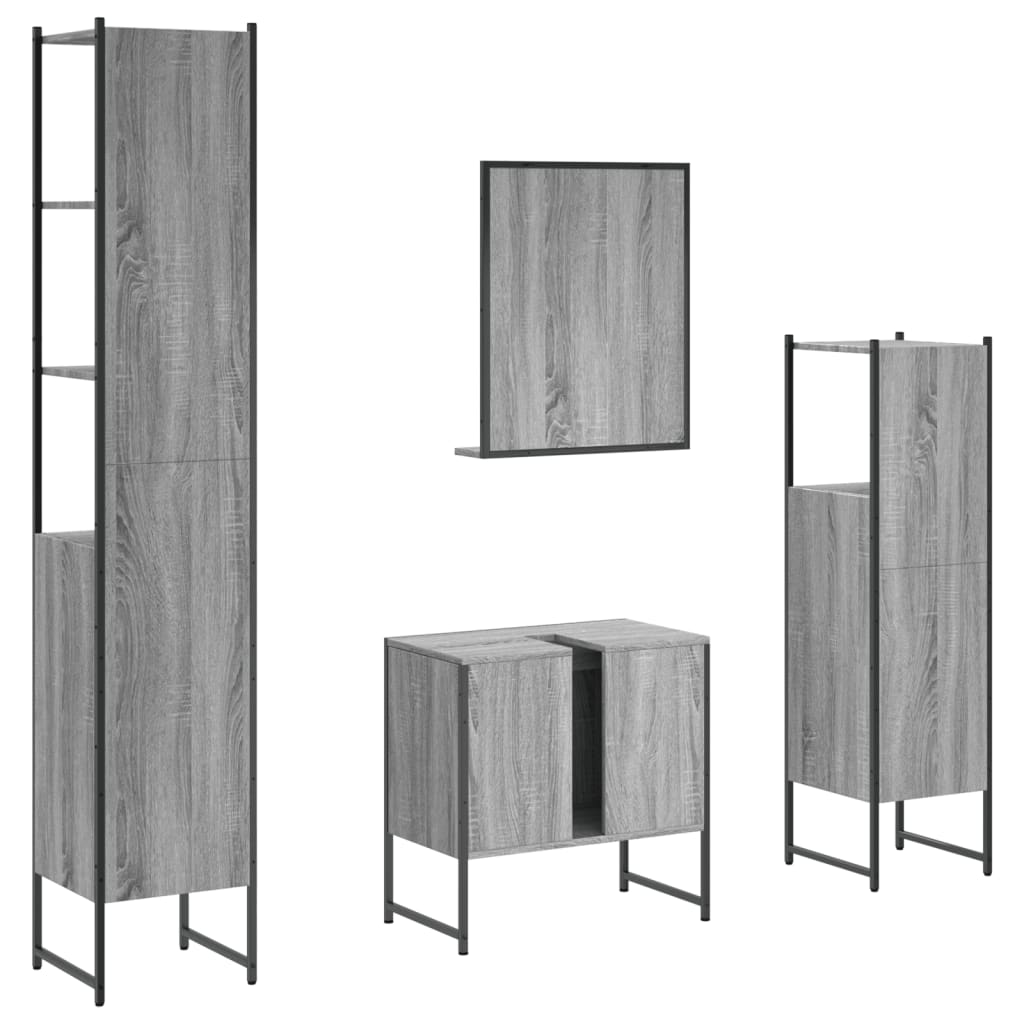 Ensemble d'armoires de salle de bain 4 pcs sonoma gris