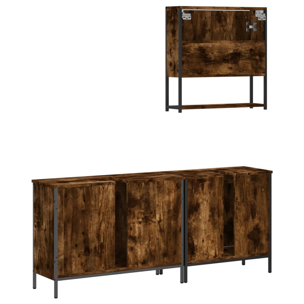 Ensemble de meubles de salle de bain 3 pcs Chêne fumé