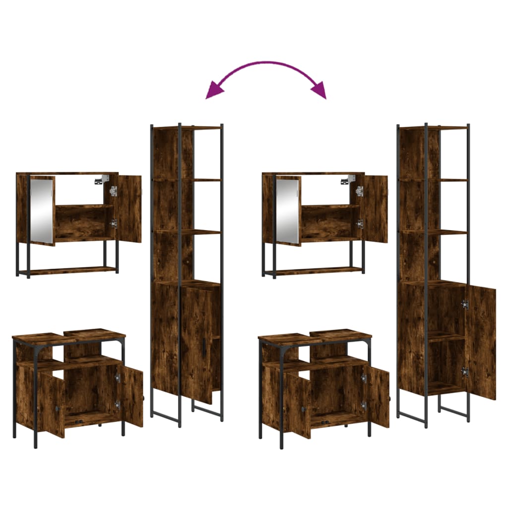 Ensemble de meubles de salle de bain 3 pcs Chêne fumé