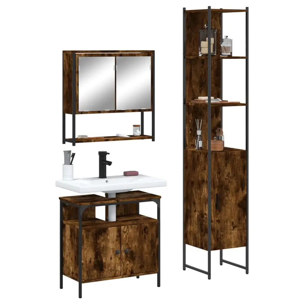 Ensemble de meubles de salle de bain 3 pcs Chêne fumé - XIOS
