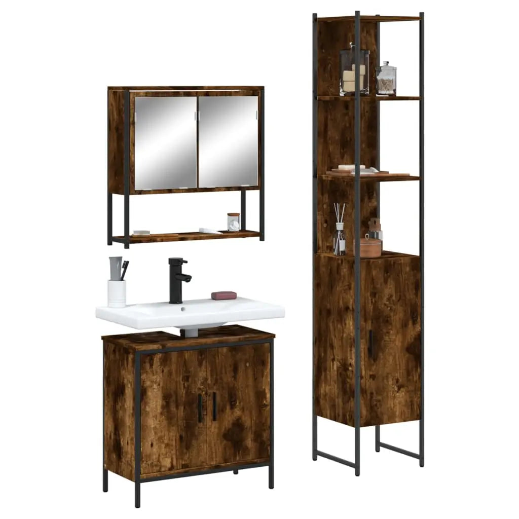 Ensemble de meubles de salle de bain 3 pcs Chêne fumé - XIOS