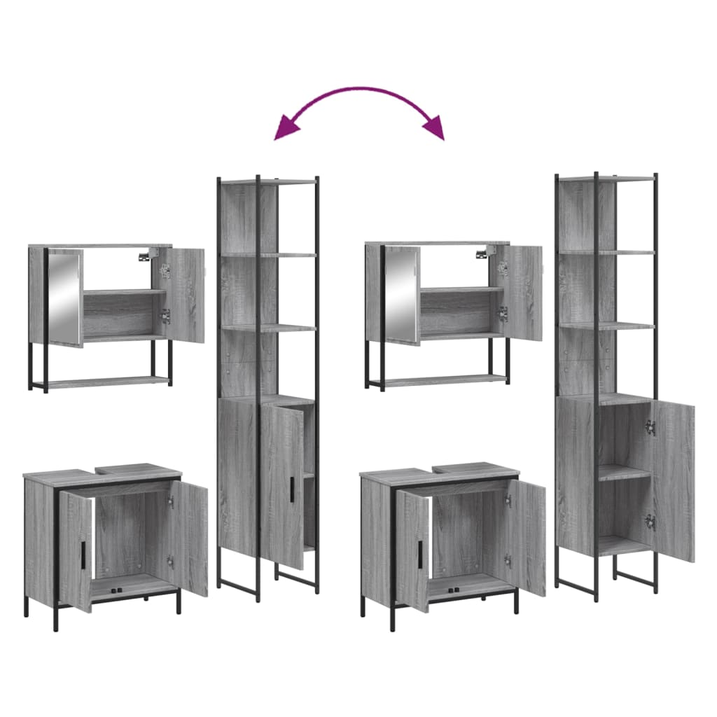Ensemble de meubles de salle de bain 3 pcs Sonoma gris