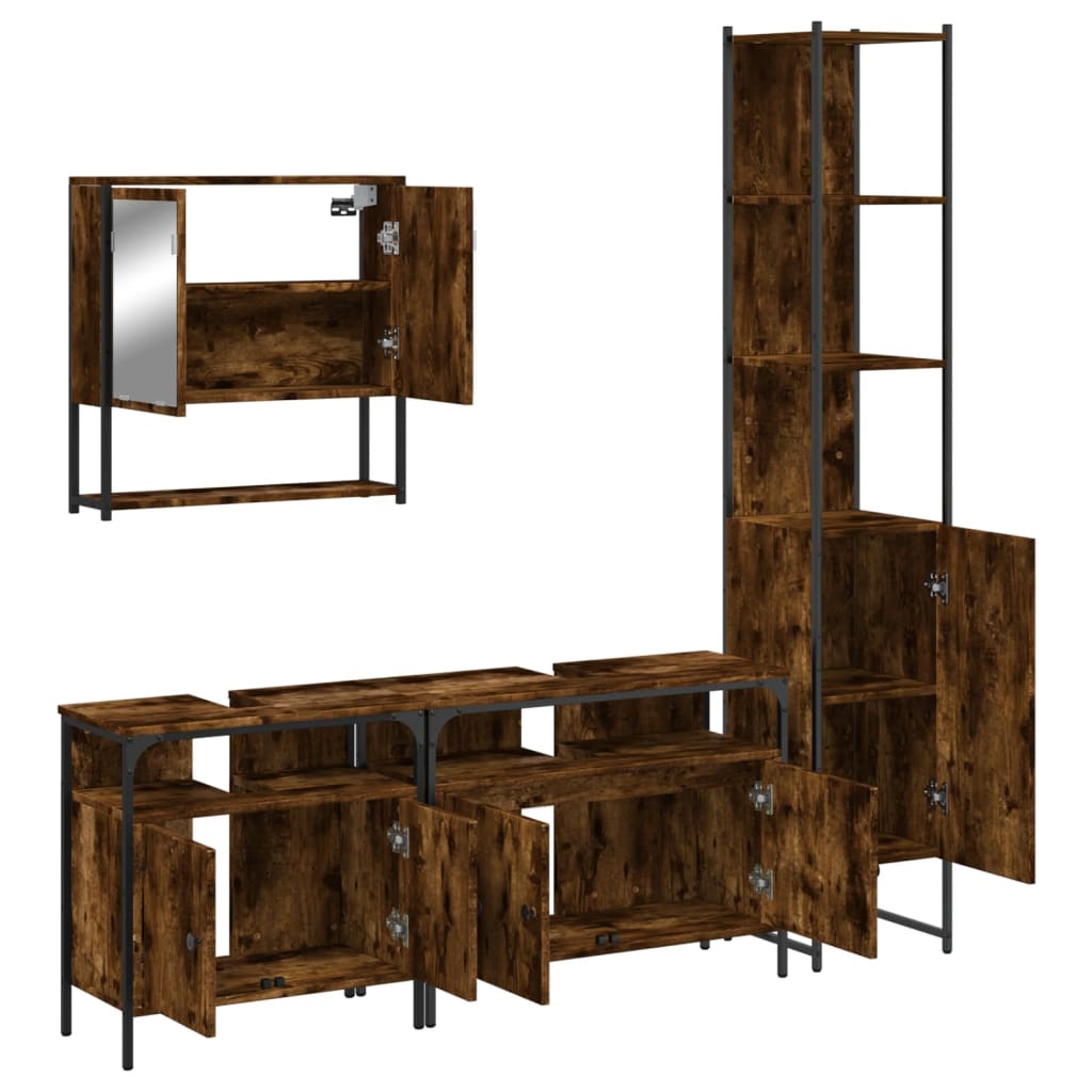 Ensemble de meubles de salle de bain 4 pcs Chêne fumé Bois