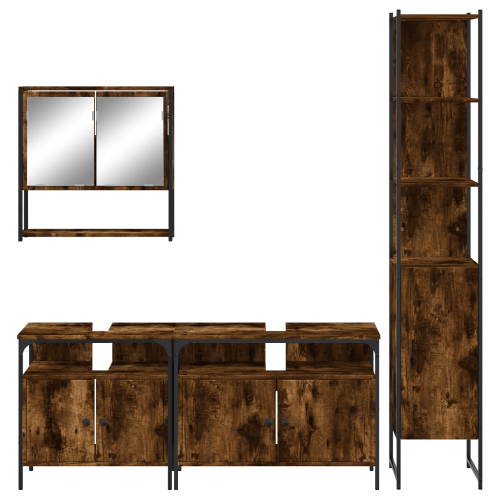 Ensemble de meubles de salle de bain 4 pcs Chêne fumé Bois