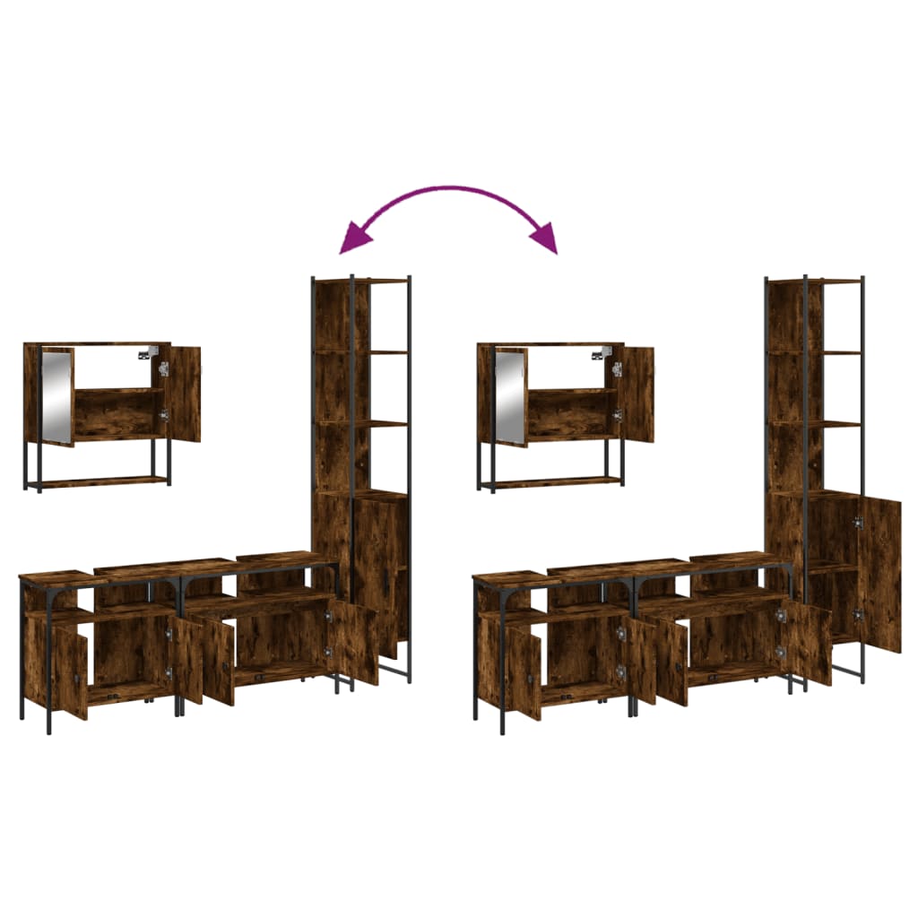 Ensemble de meubles de salle de bain 4 pcs Chêne fumé Bois
