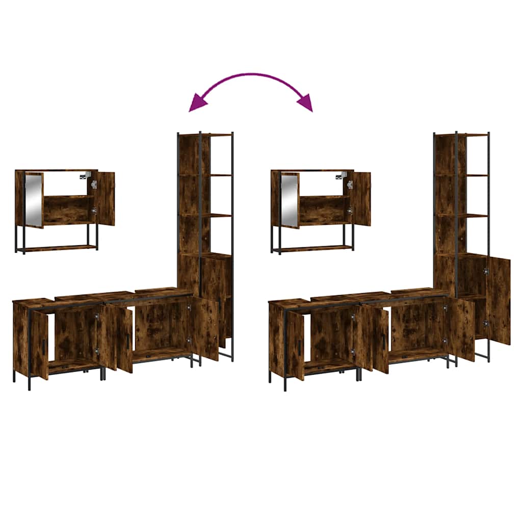 Ensemble de meubles de salle de bain 4 pcs Chêne fumé Bois