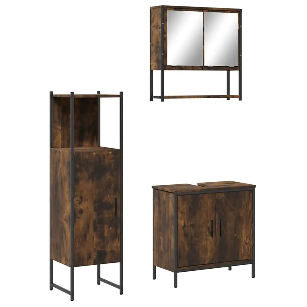 Ensemble de meubles de salle de bain 3 pcs Chêne fumé - XIOS
