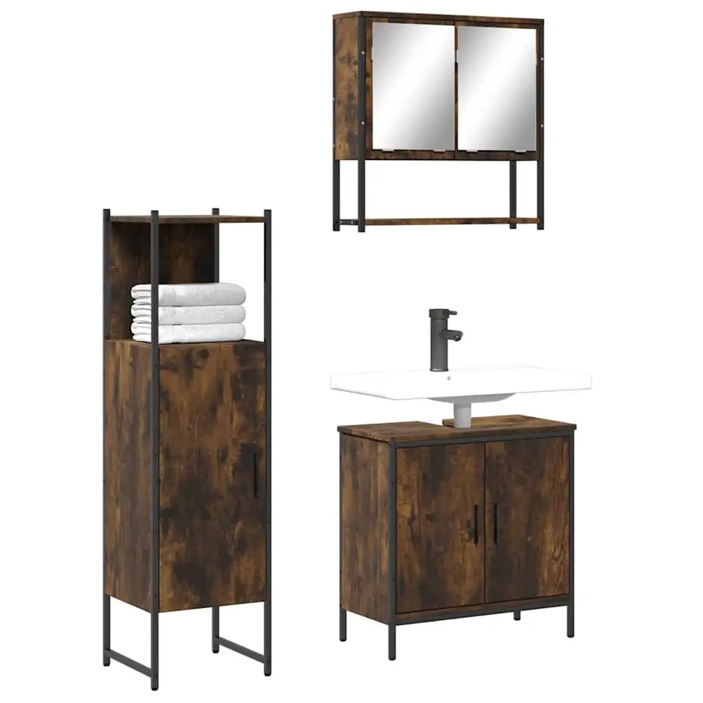 Ensemble de meubles de salle de bain 3 pcs Chêne fumé - XIOS