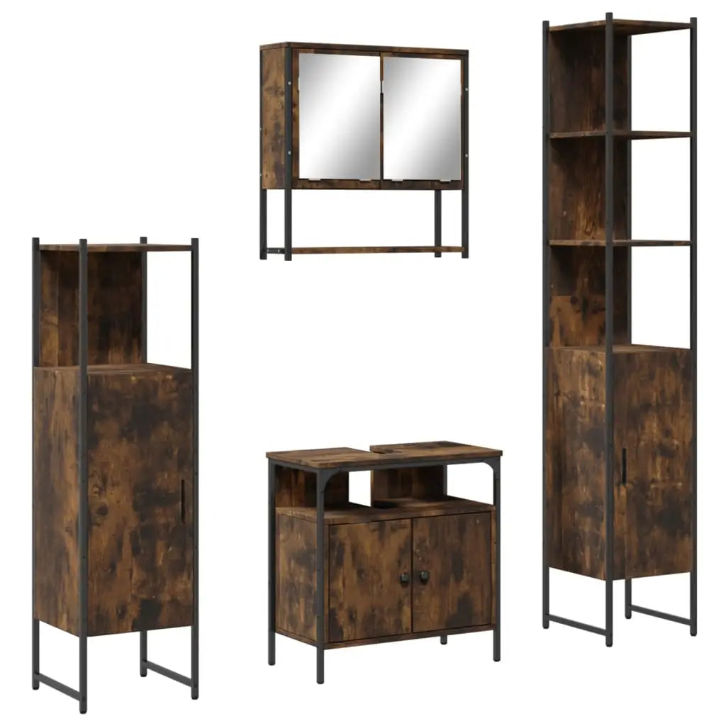 Ensemble de meubles de salle de bain 4 pcs Chêne fumé Bois - XIOS