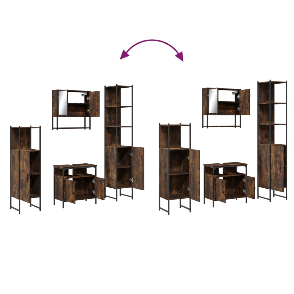 Ensemble de meubles de salle de bain 4 pcs Chêne fumé Bois