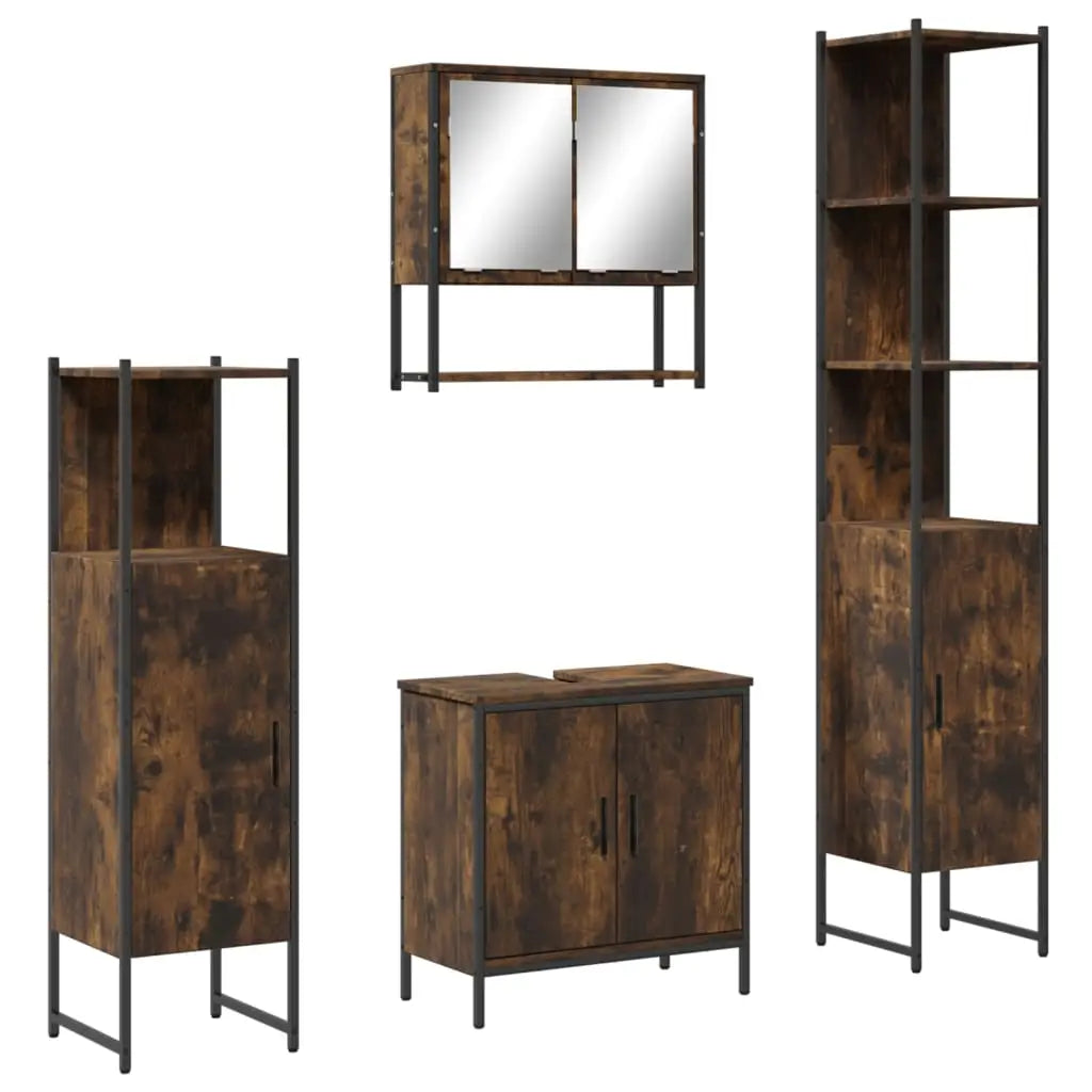 Ensemble de meubles de salle de bain 4 pcs Chêne fumé Bois - XIOS