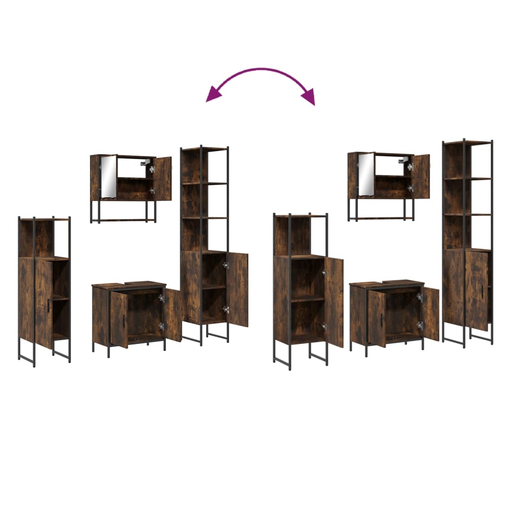 Ensemble de meubles de salle de bain 4 pcs Chêne fumé Bois