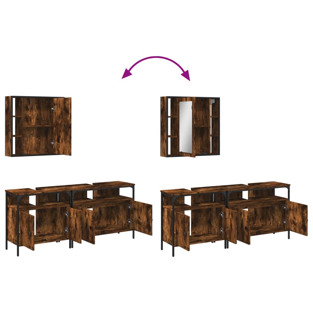 Ensemble d'armoires de salle de bain 3 pcs chêne fumé