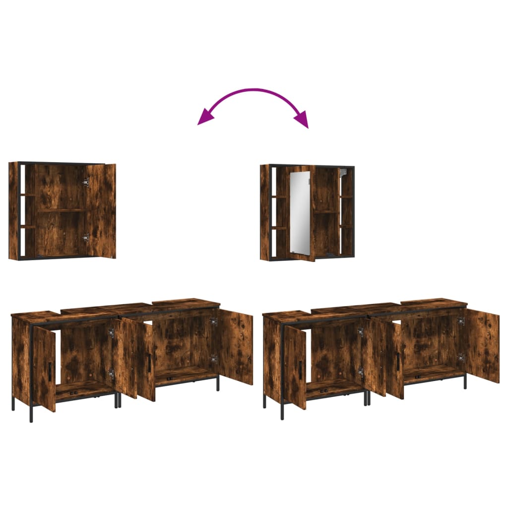 Ensemble d'armoires de salle de bain 3 pcs chêne fumé