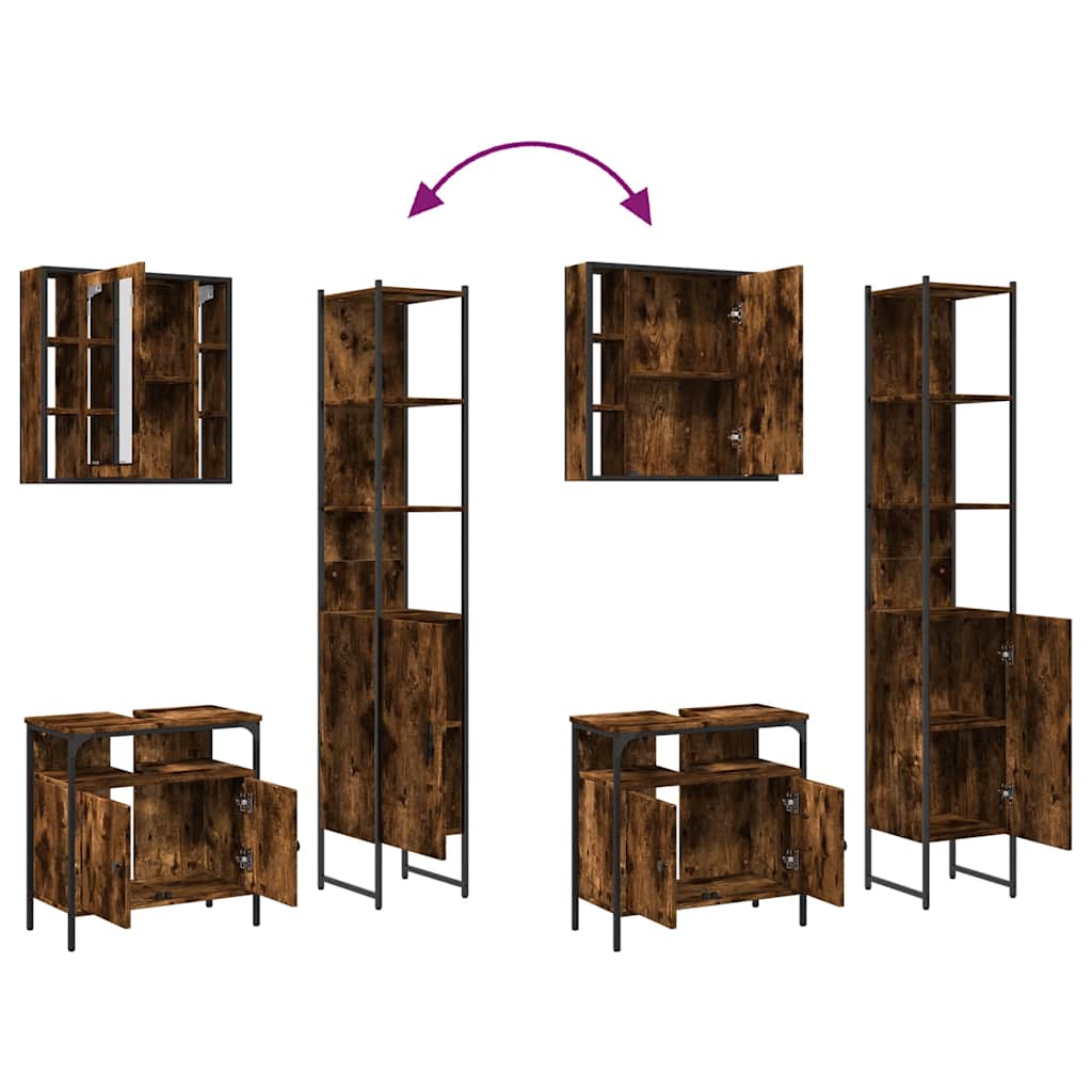 Ensemble d'armoires de salle de bain 3 pcs chêne fumé