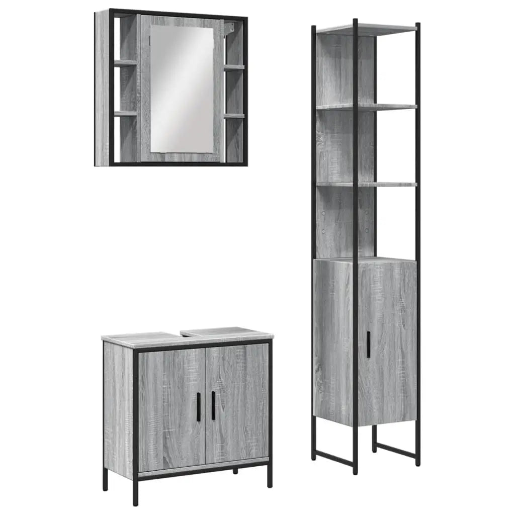 Ensemble d’armoires de salle de bain 3 pcs sonoma gris - XIOS