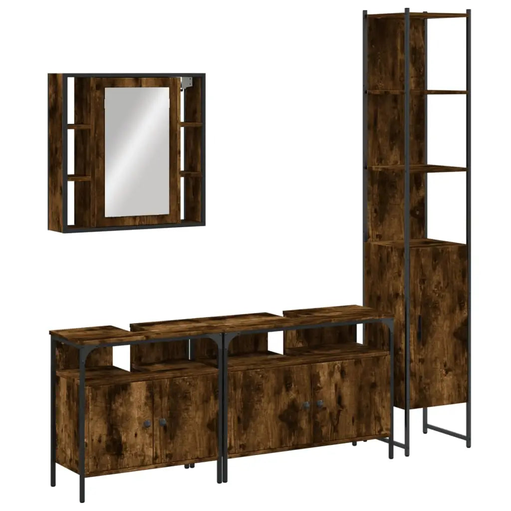 Ensemble d’armoires de salle de bain 4 pcs chêne fumé - XIOS