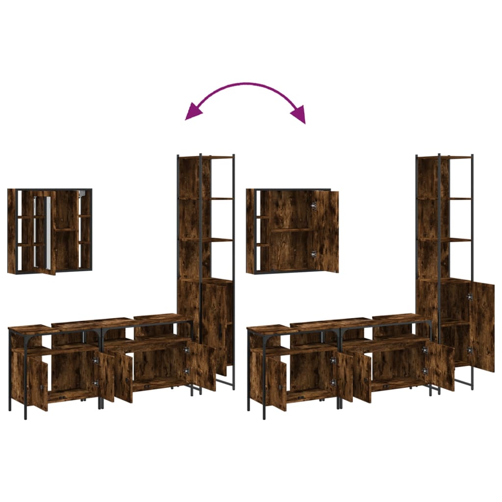 Ensemble d'armoires de salle de bain 4 pcs chêne fumé