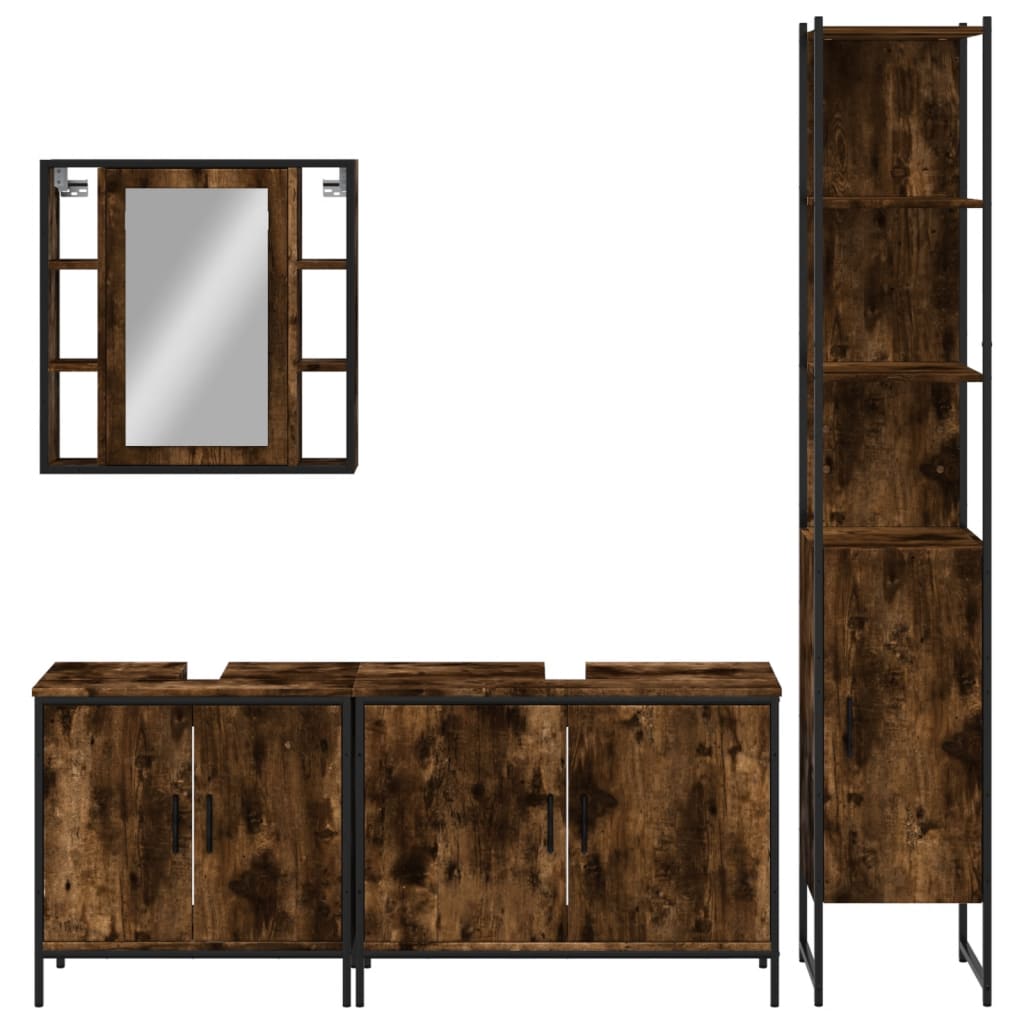 Ensemble d'armoires de salle de bain 4 pcs chêne fumé