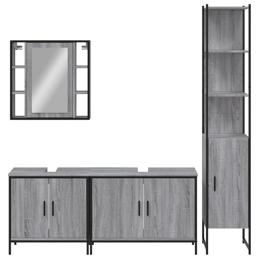 Ensemble d'armoires de salle de bain 4 pcs sonoma gris