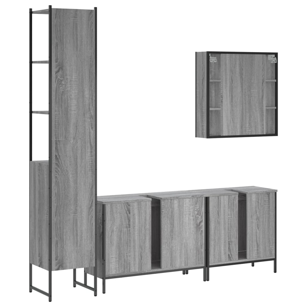 Ensemble d'armoires de salle de bain 4 pcs sonoma gris
