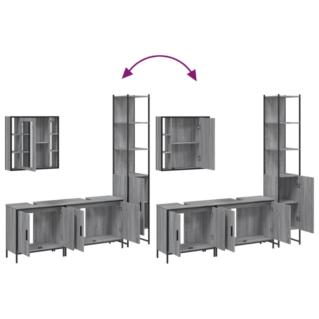 Ensemble d'armoires de salle de bain 4 pcs sonoma gris