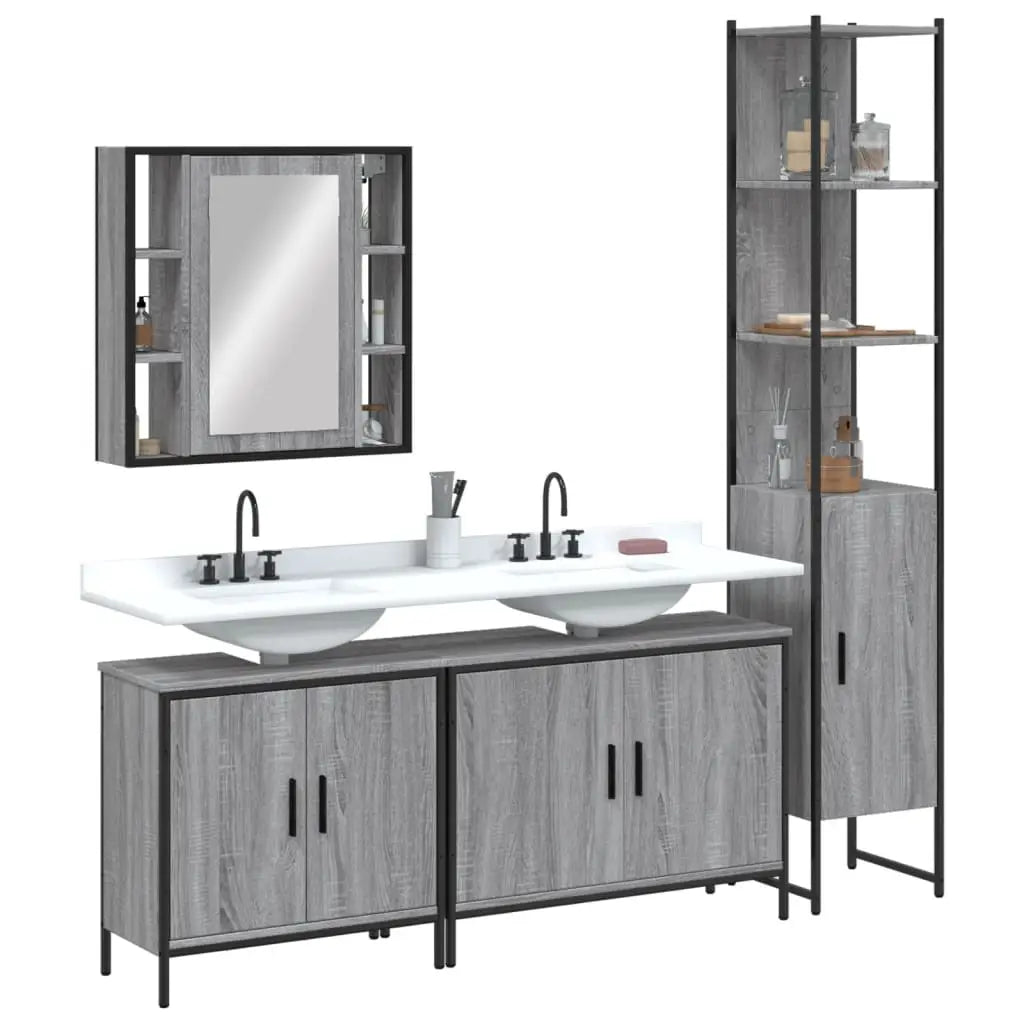 Ensemble d’armoires de salle de bain 4 pcs sonoma gris - XIOS