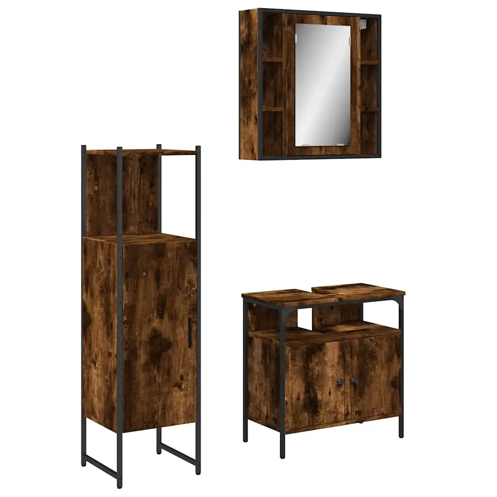 Ensemble d’armoires de salle de bain 3 pcs chêne fumé - XIOS