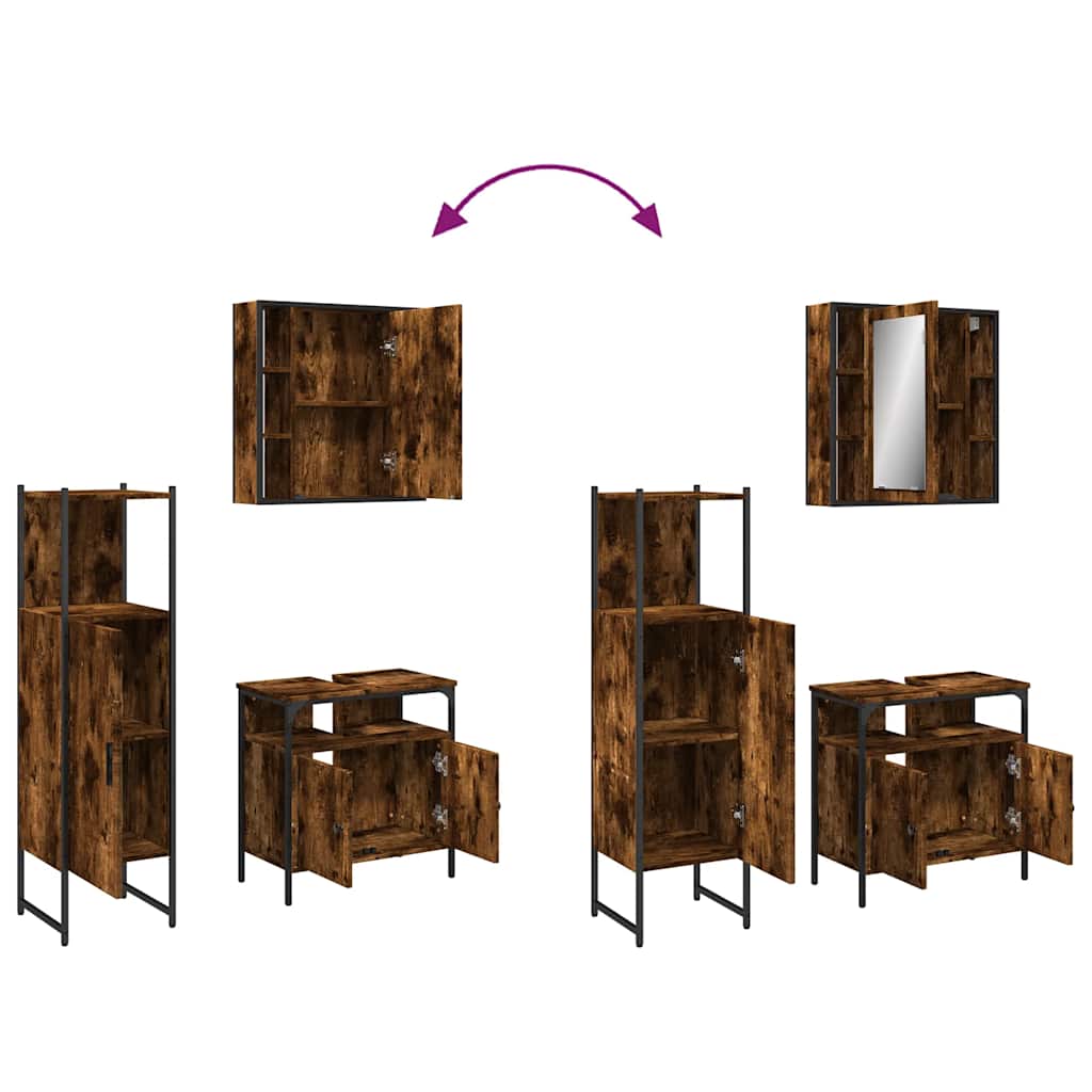 Ensemble d'armoires de salle de bain 3 pcs chêne fumé